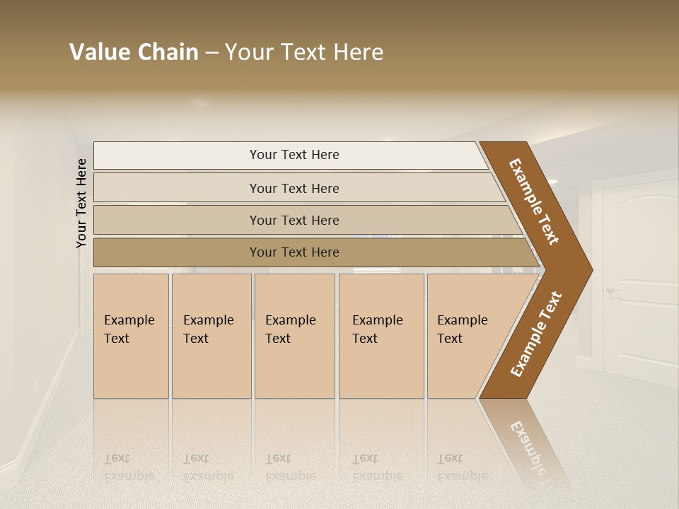 A Large Empty Room With A Fireplace In It PowerPoint Template
