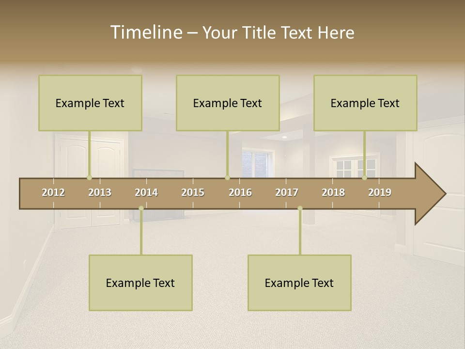 A Large Empty Room With A Fireplace In It PowerPoint Template
