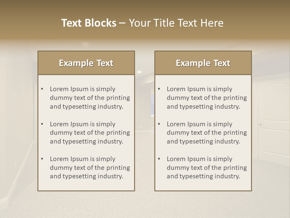 A Large Empty Room With A Fireplace In It PowerPoint Template
