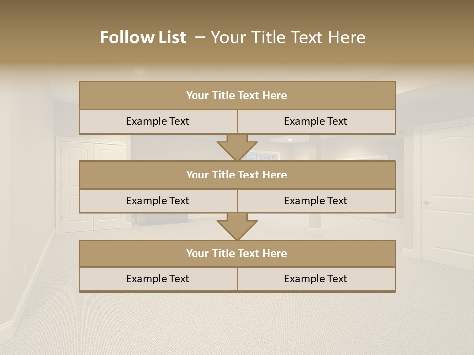 A Large Empty Room With A Fireplace In It PowerPoint Template