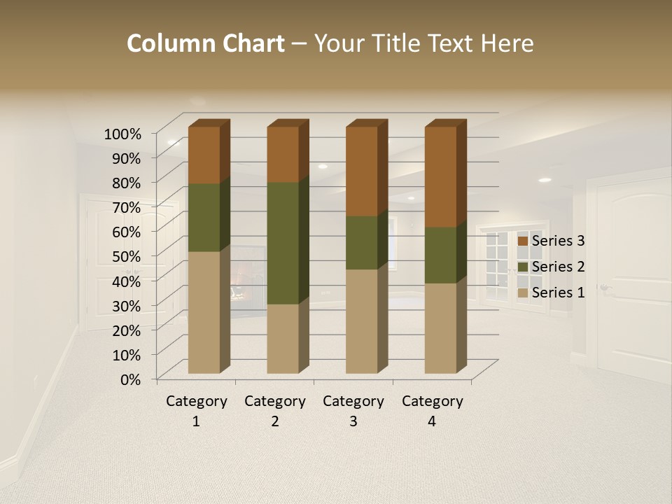 A Large Empty Room With A Fireplace In It PowerPoint Template
