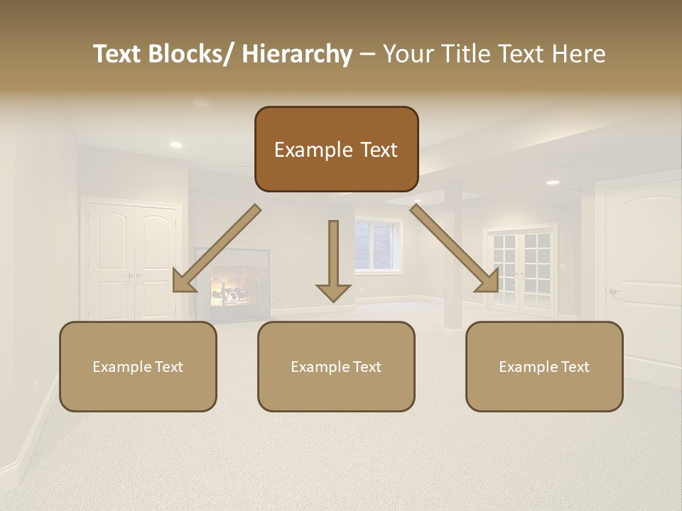 A Large Empty Room With A Fireplace In It PowerPoint Template