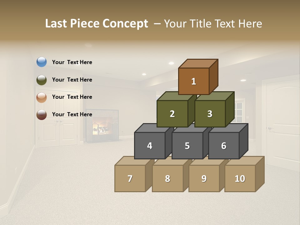 A Large Empty Room With A Fireplace In It PowerPoint Template