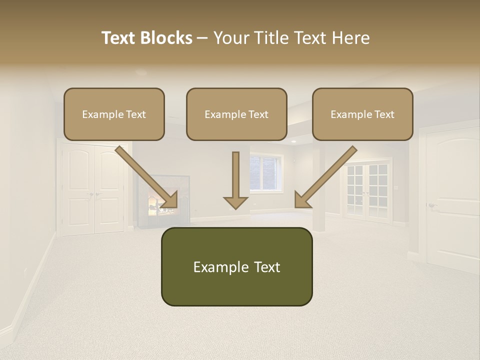 A Large Empty Room With A Fireplace In It PowerPoint Template