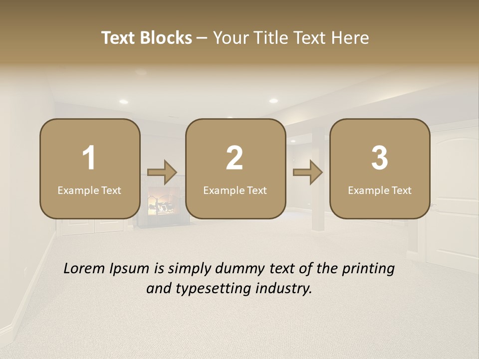 A Large Empty Room With A Fireplace In It PowerPoint Template