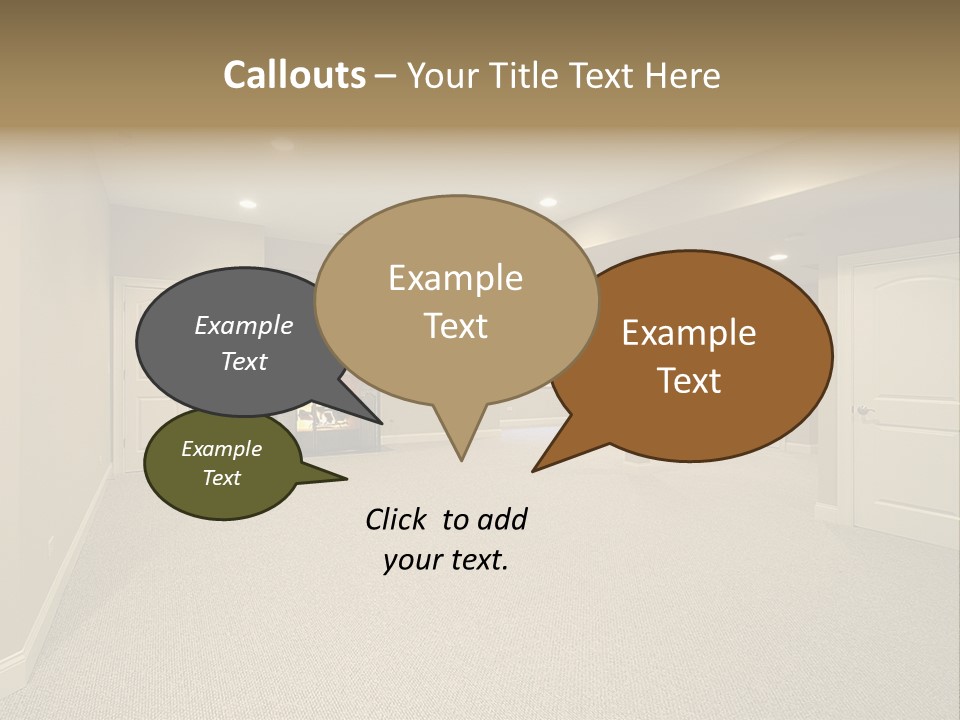 A Large Empty Room With A Fireplace In It PowerPoint Template