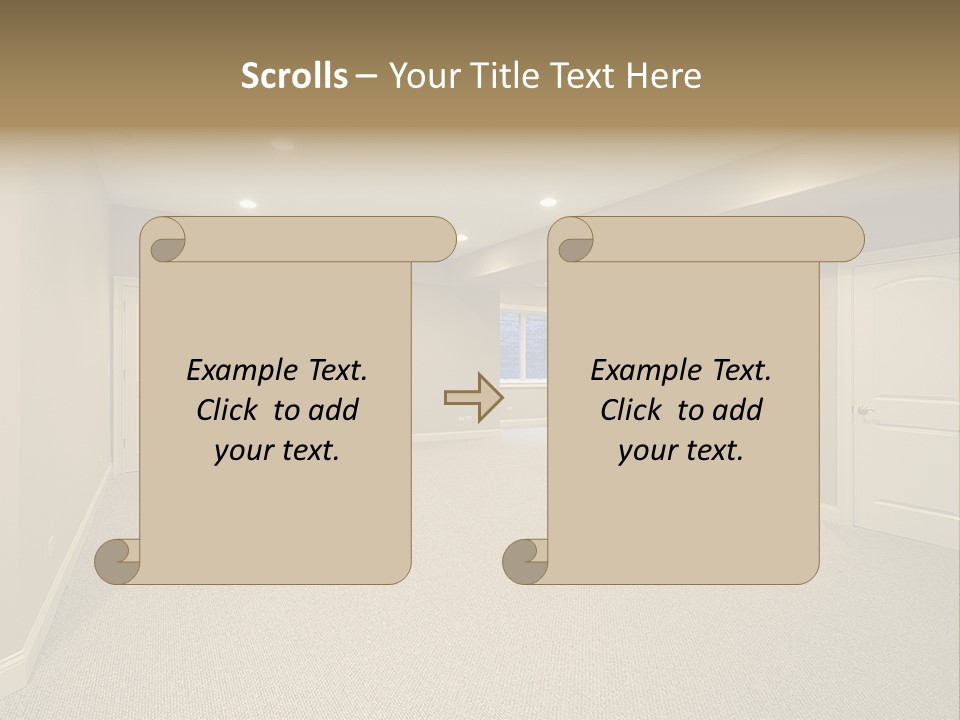 A Large Empty Room With A Fireplace In It PowerPoint Template
