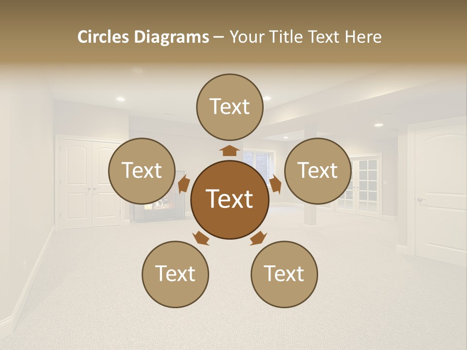 A Large Empty Room With A Fireplace In It PowerPoint Template
