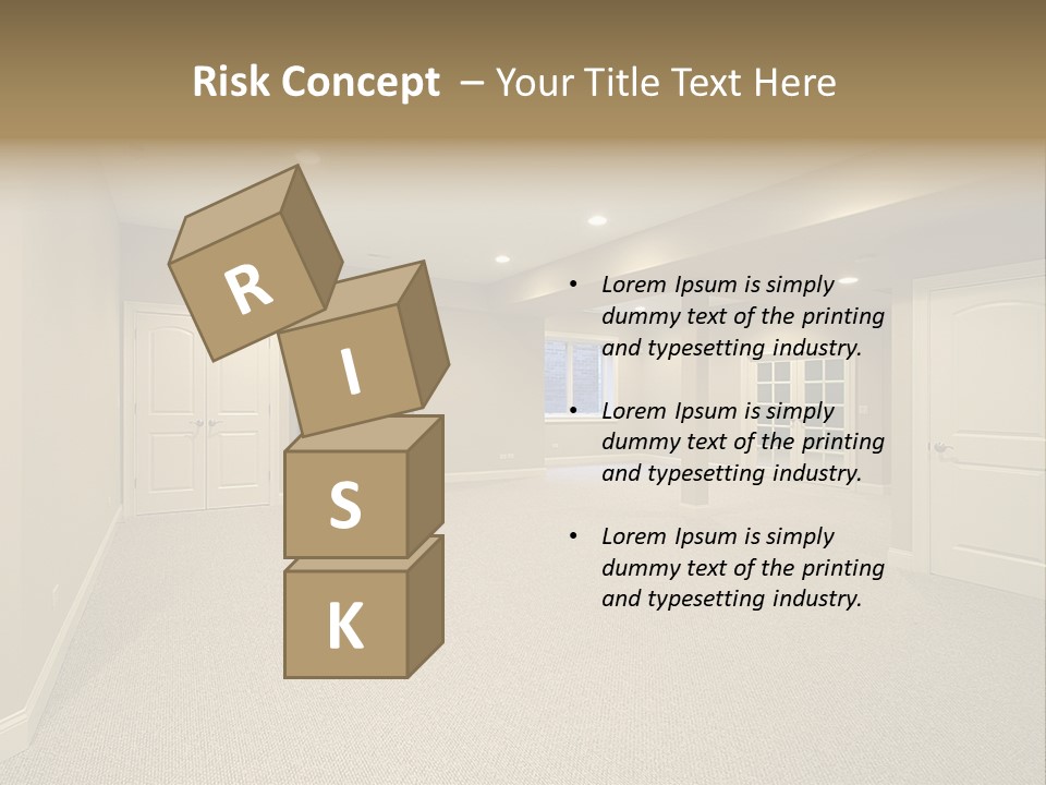 A Large Empty Room With A Fireplace In It PowerPoint Template