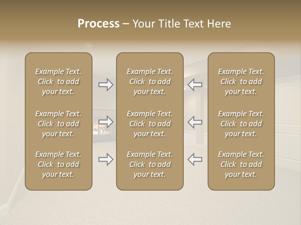 A Large Empty Room With A Fireplace In It PowerPoint Template