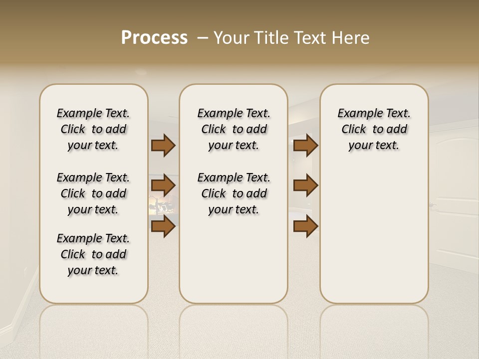 A Large Empty Room With A Fireplace In It PowerPoint Template