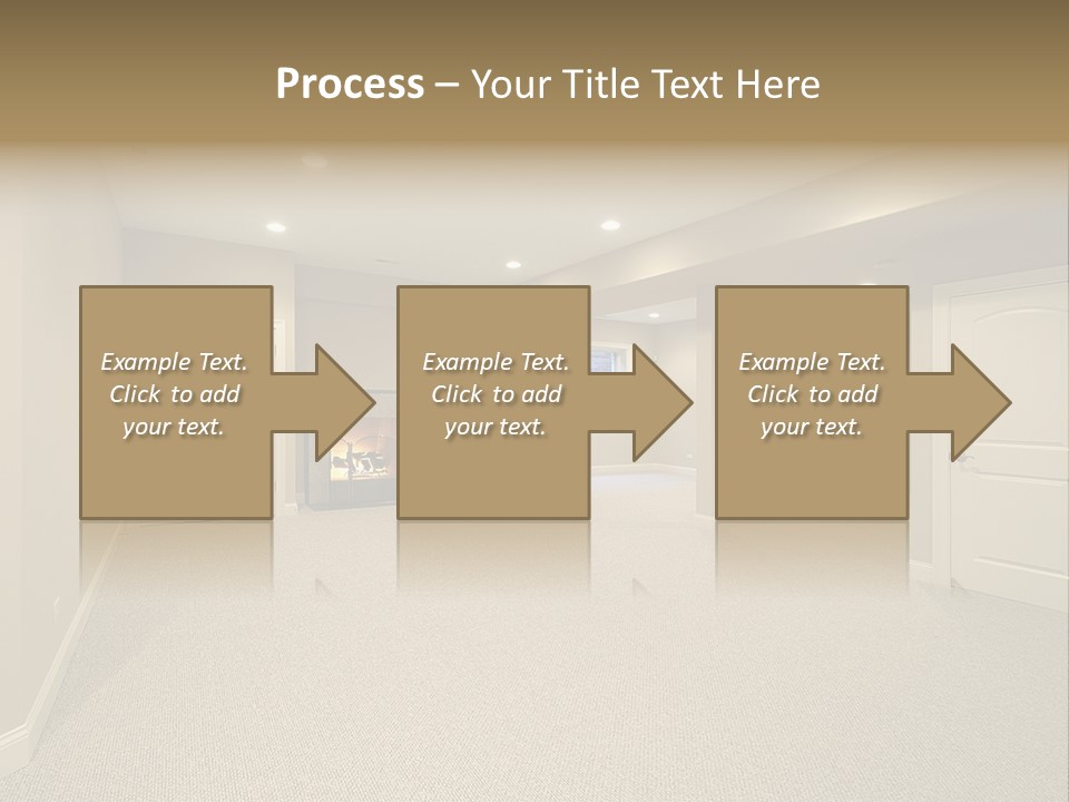 A Large Empty Room With A Fireplace In It PowerPoint Template