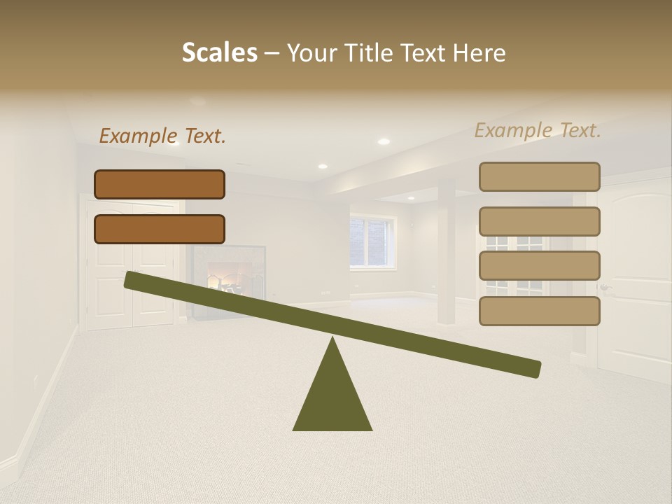 A Large Empty Room With A Fireplace In It PowerPoint Template