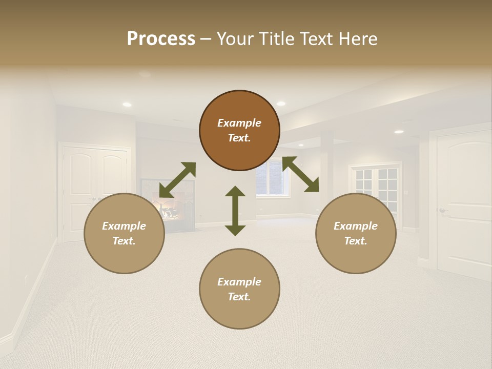 A Large Empty Room With A Fireplace In It PowerPoint Template