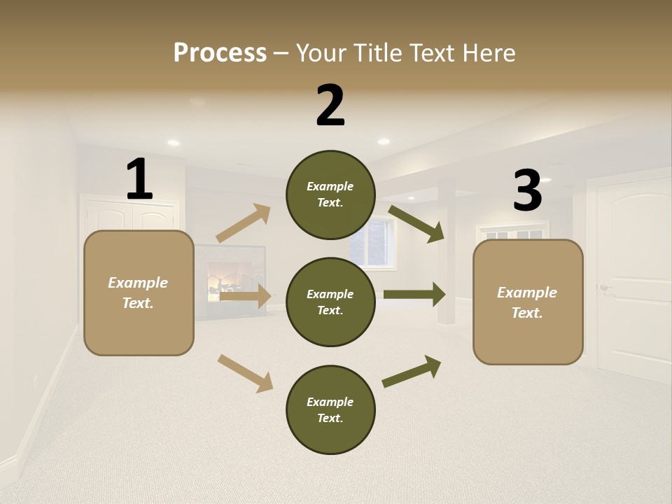 A Large Empty Room With A Fireplace In It PowerPoint Template