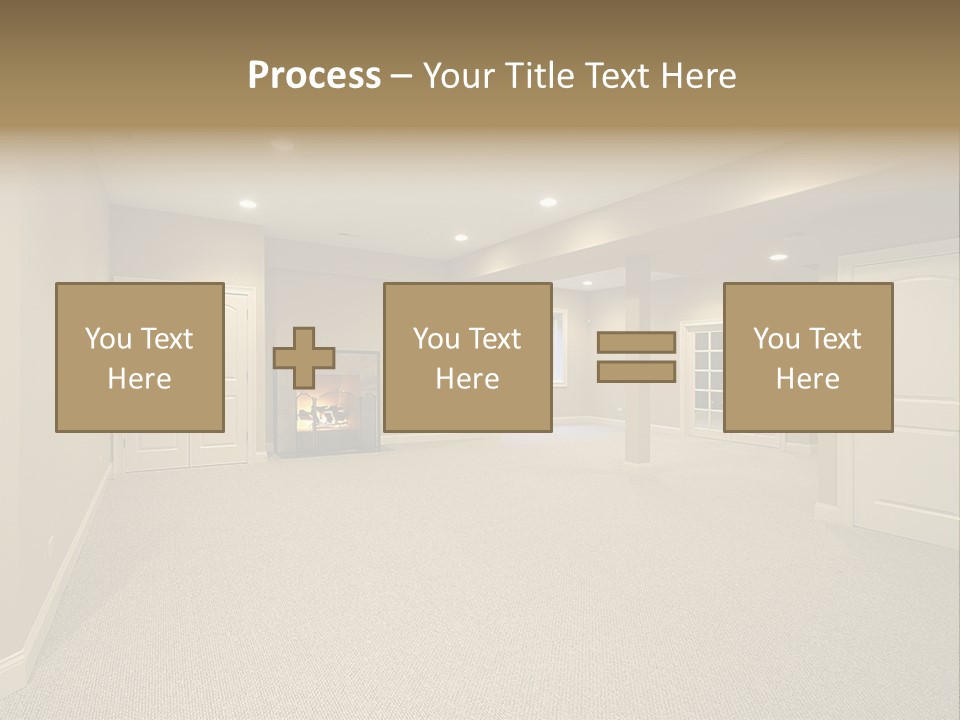 A Large Empty Room With A Fireplace In It PowerPoint Template
