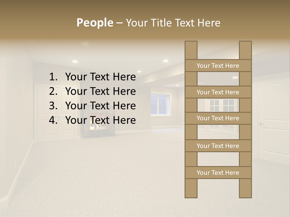 A Large Empty Room With A Fireplace In It PowerPoint Template