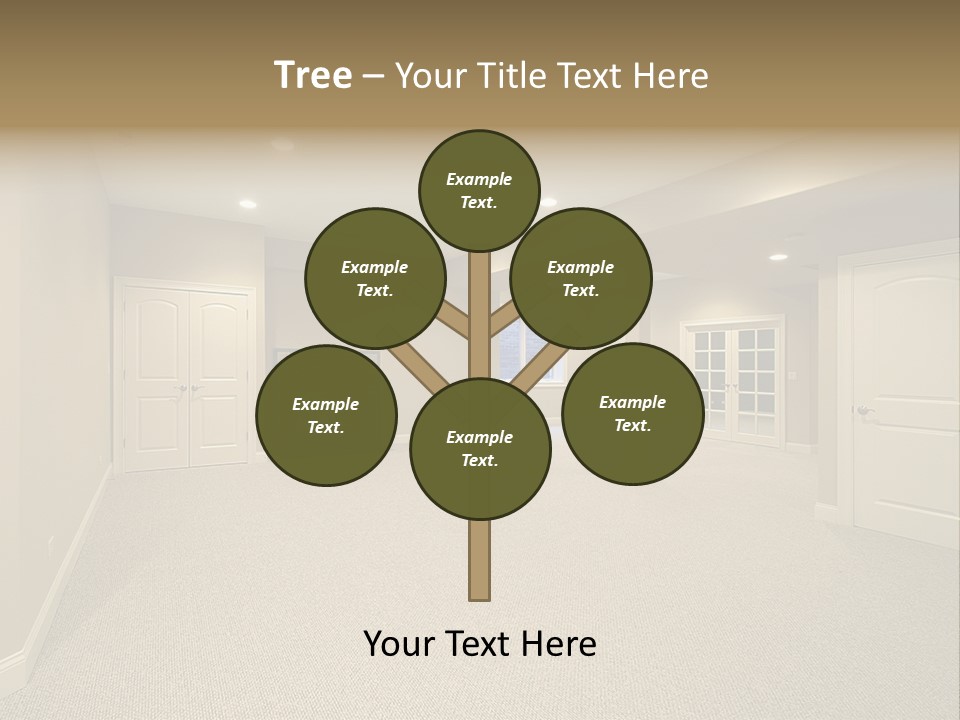 A Large Empty Room With A Fireplace In It PowerPoint Template