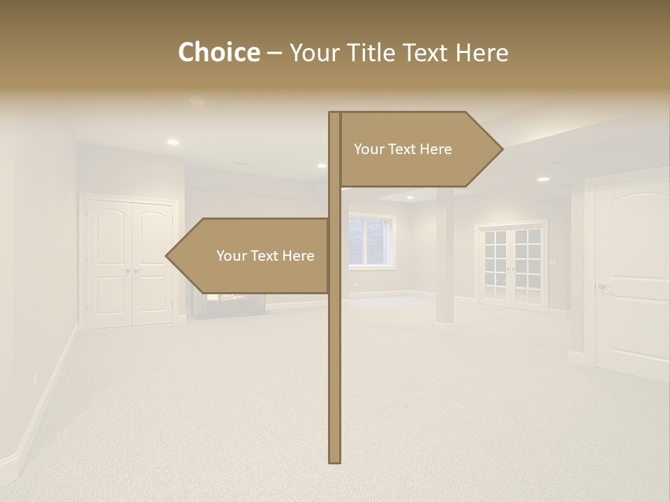 A Large Empty Room With A Fireplace In It PowerPoint Template