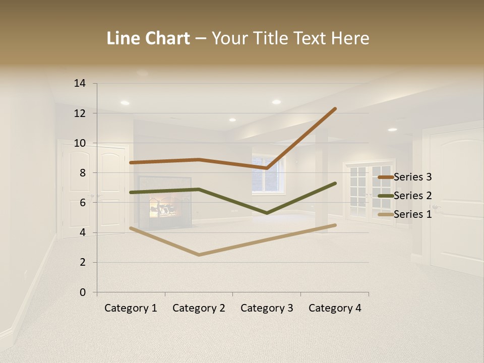 A Large Empty Room With A Fireplace In It PowerPoint Template