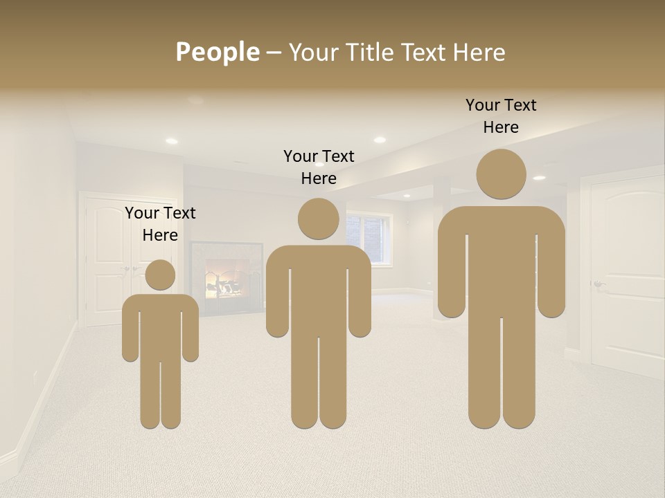 A Large Empty Room With A Fireplace In It PowerPoint Template