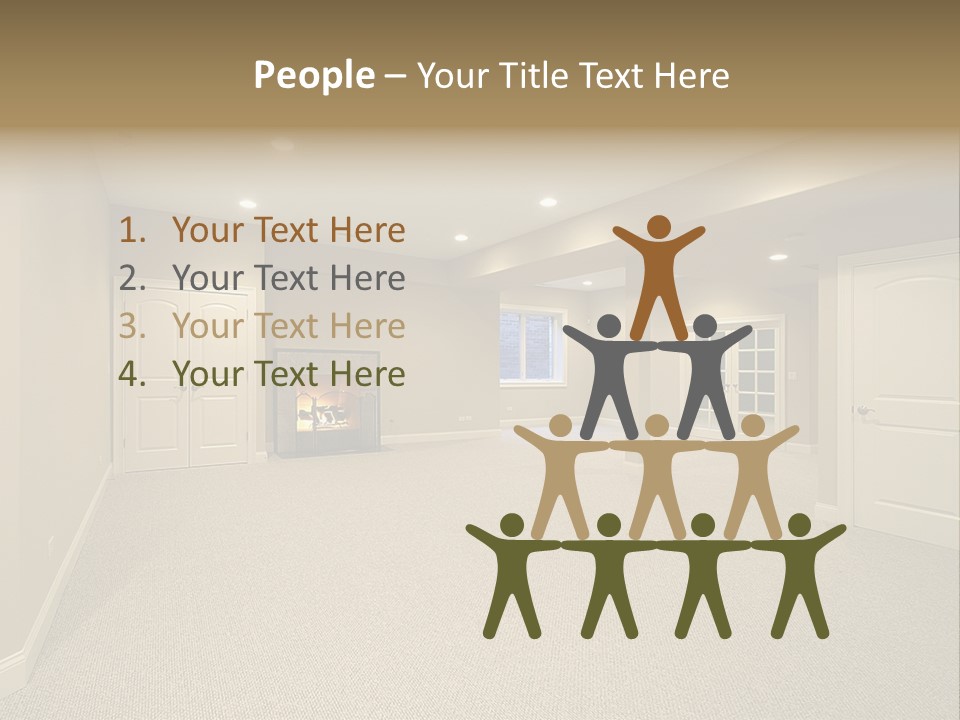 A Large Empty Room With A Fireplace In It PowerPoint Template