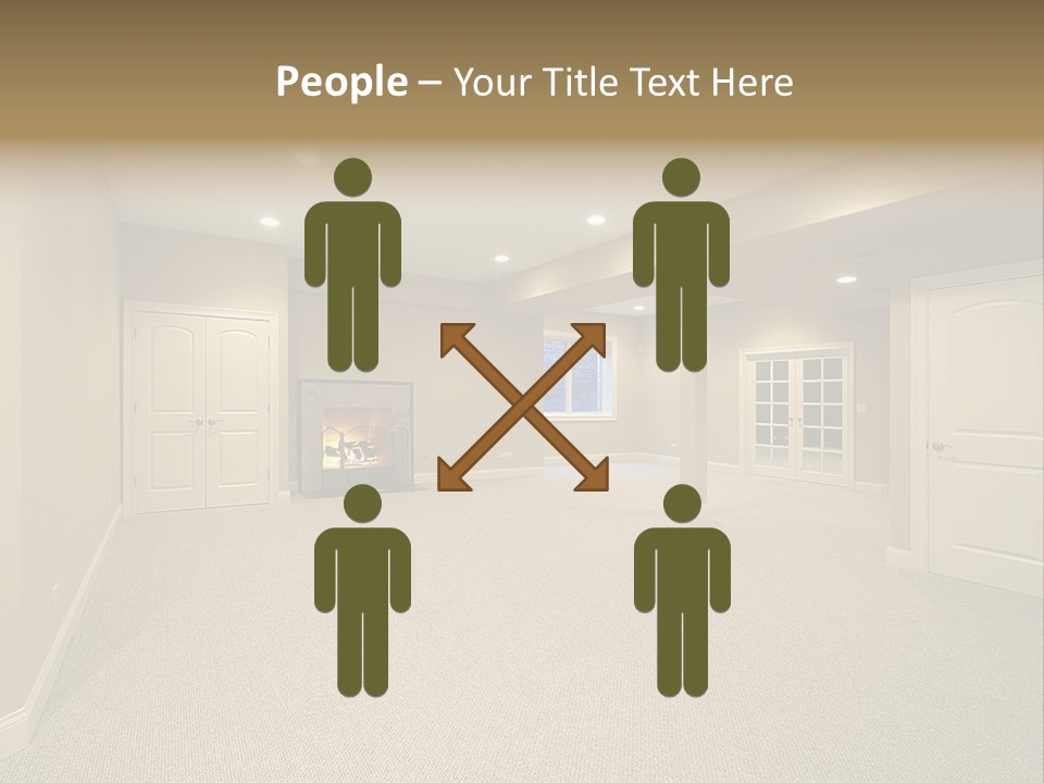 A Large Empty Room With A Fireplace In It PowerPoint Template