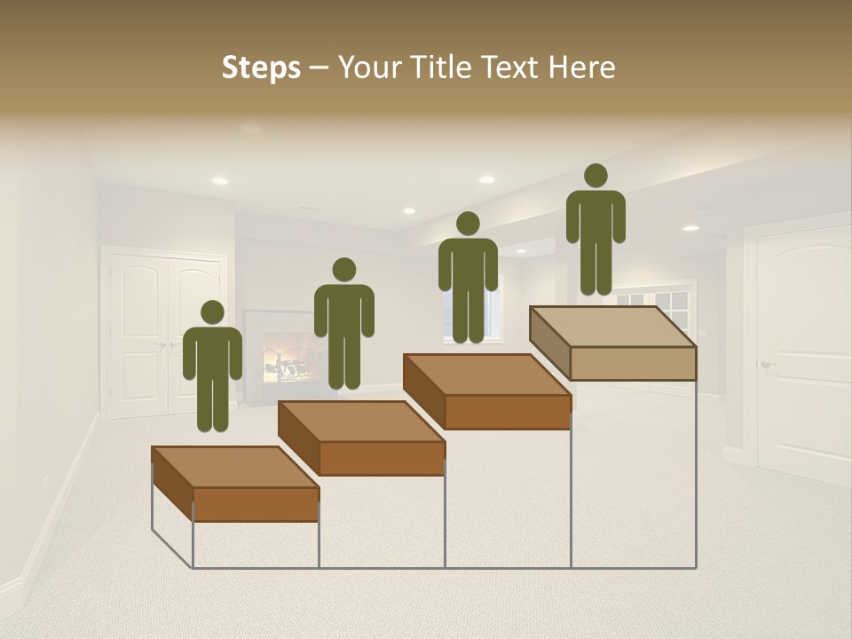 A Large Empty Room With A Fireplace In It PowerPoint Template