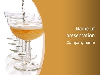 Champagne Coupe Glasses In A Row PowerPoint Template
