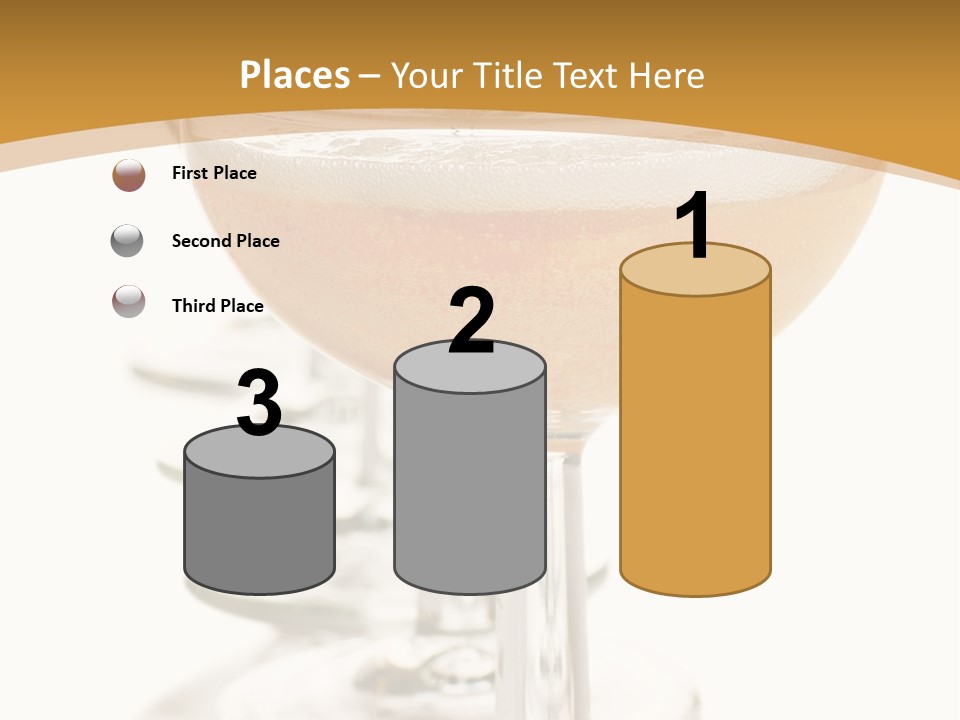 Champagne Coupe Glasses In A Row PowerPoint Template