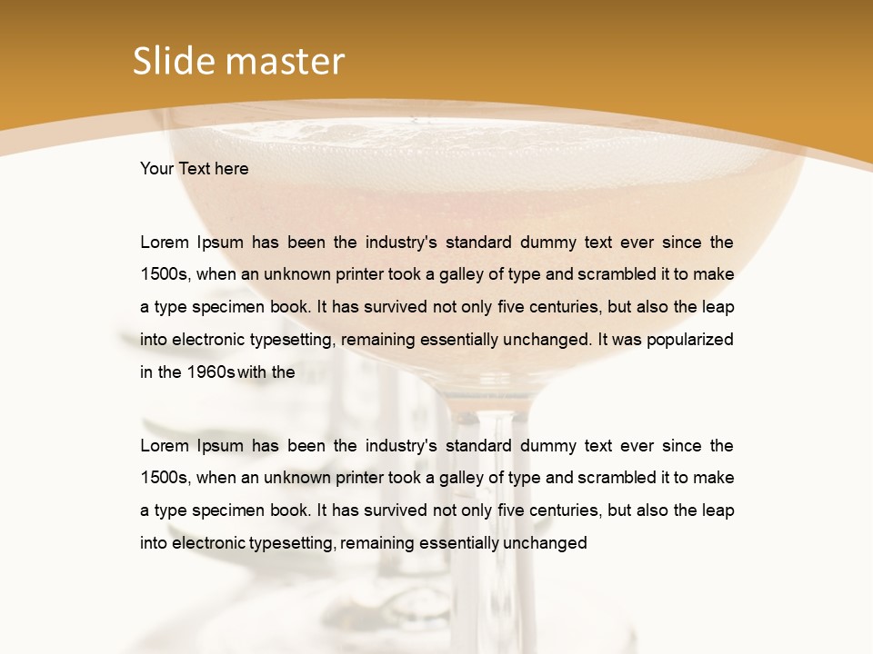 Champagne Coupe Glasses In A Row PowerPoint Template