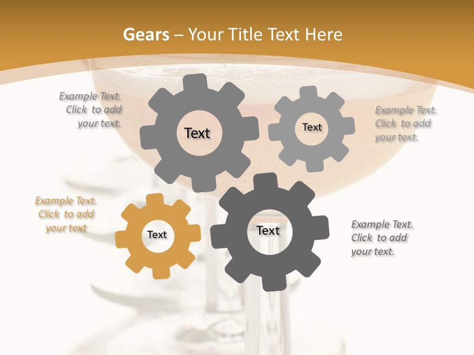 Champagne Coupe Glasses In A Row PowerPoint Template