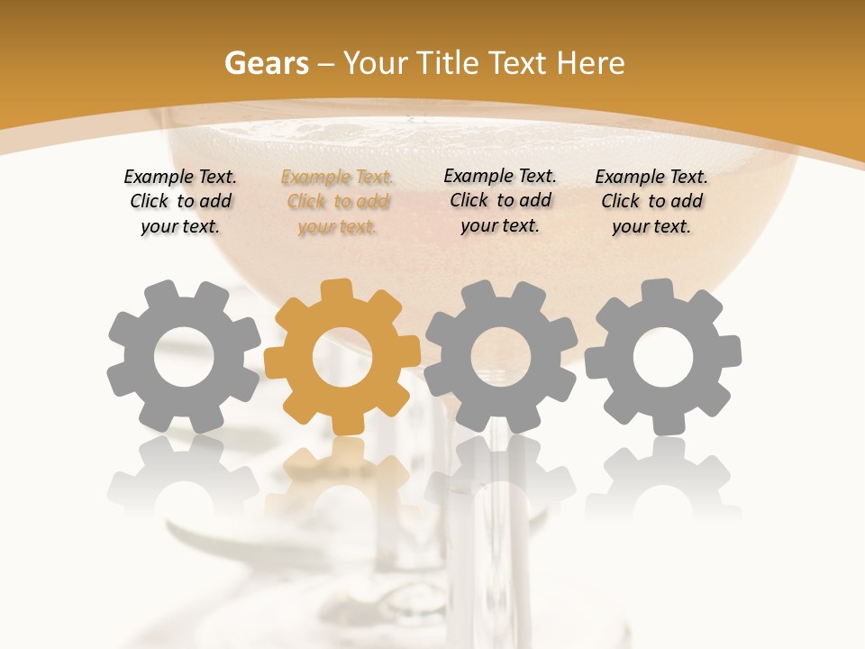 Champagne Coupe Glasses In A Row PowerPoint Template