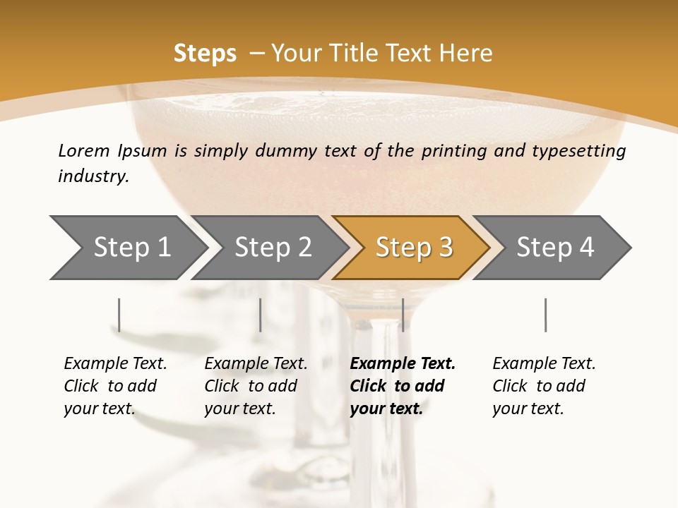 Champagne Coupe Glasses In A Row PowerPoint Template