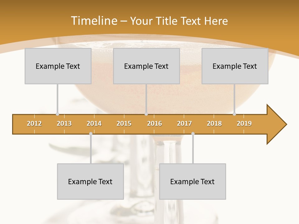 Champagne Coupe Glasses In A Row PowerPoint Template