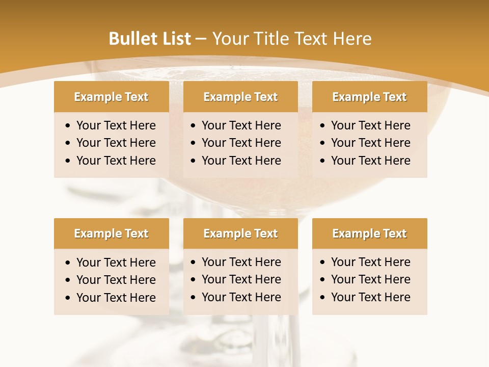 Champagne Coupe Glasses In A Row PowerPoint Template