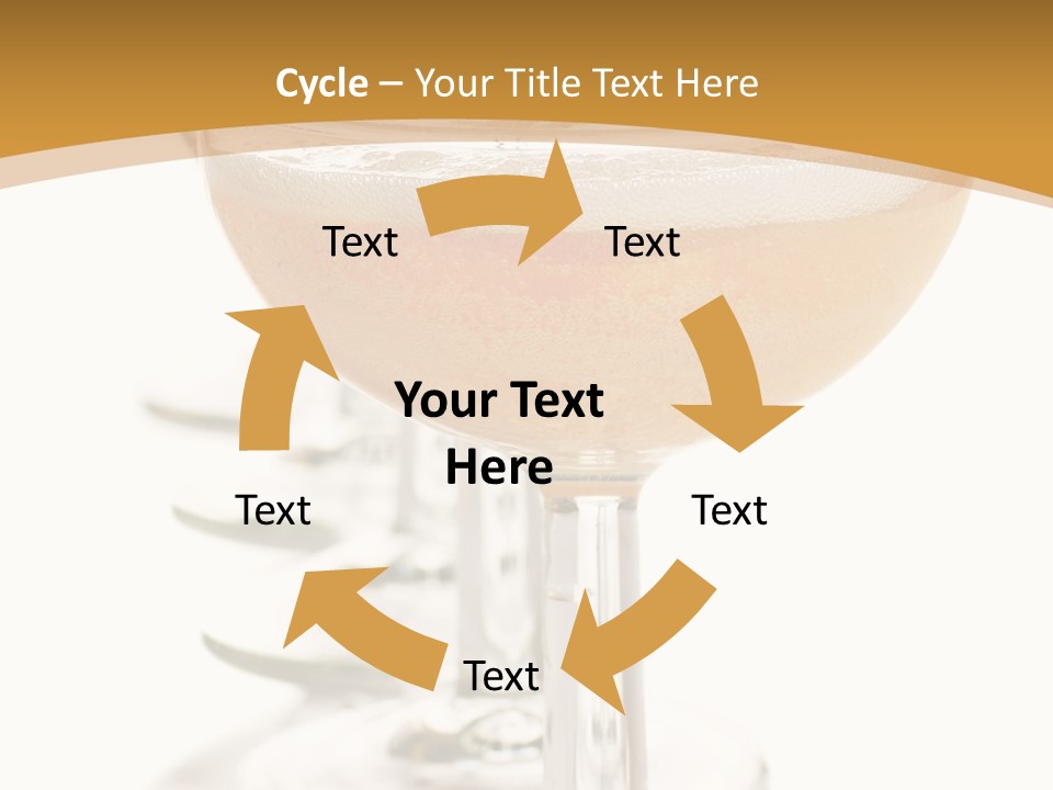 Champagne Coupe Glasses In A Row PowerPoint Template