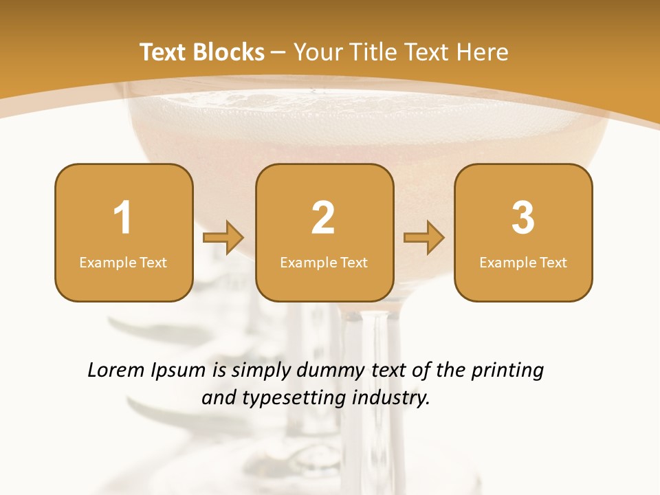 Champagne Coupe Glasses In A Row PowerPoint Template