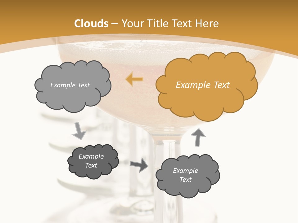 Champagne Coupe Glasses In A Row PowerPoint Template