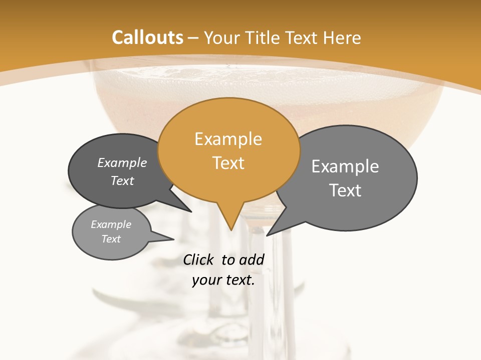 Champagne Coupe Glasses In A Row PowerPoint Template