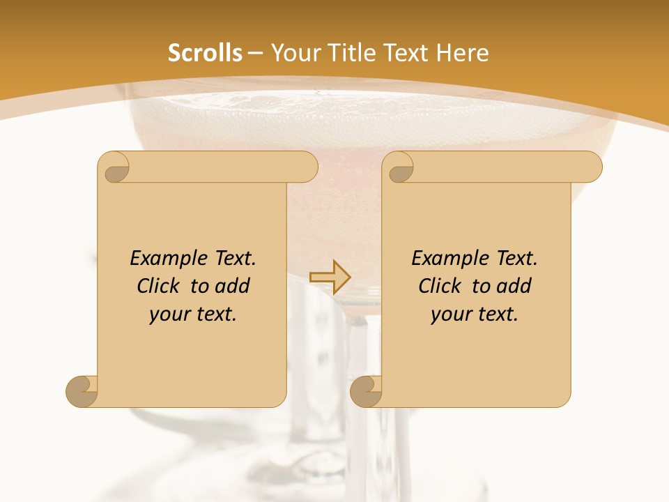 Champagne Coupe Glasses In A Row PowerPoint Template