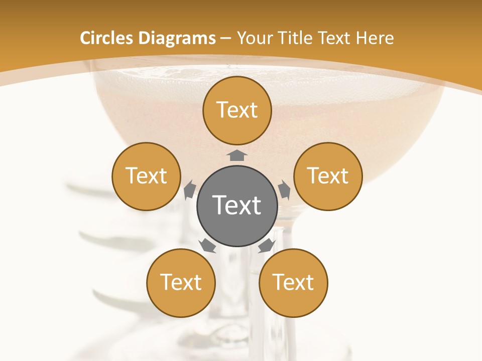Champagne Coupe Glasses In A Row PowerPoint Template
