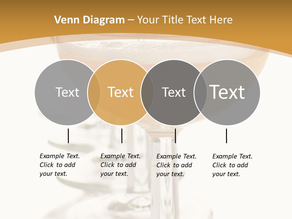 Champagne Coupe Glasses In A Row PowerPoint Template