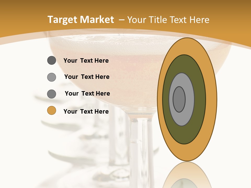 Champagne Coupe Glasses In A Row PowerPoint Template