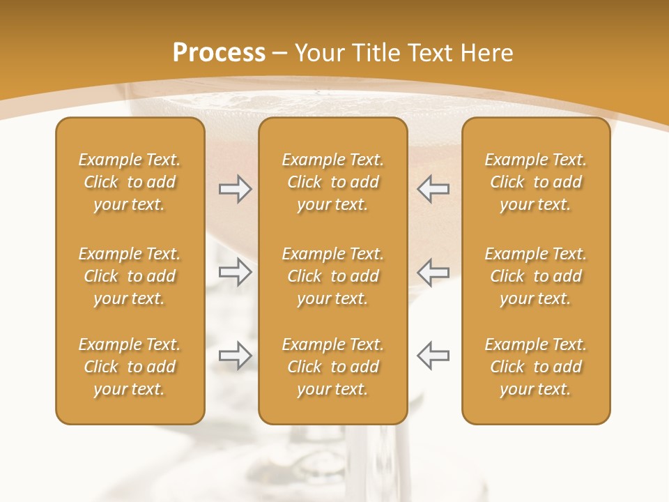 Champagne Coupe Glasses In A Row PowerPoint Template