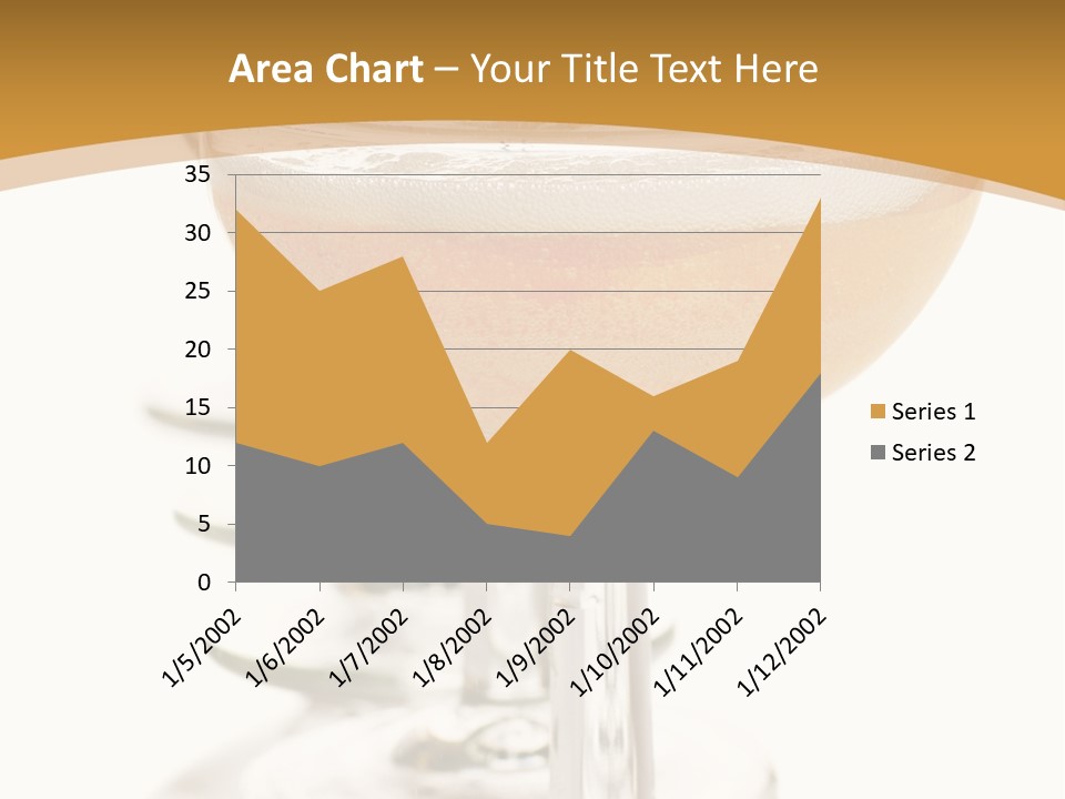 Champagne Coupe Glasses In A Row PowerPoint Template