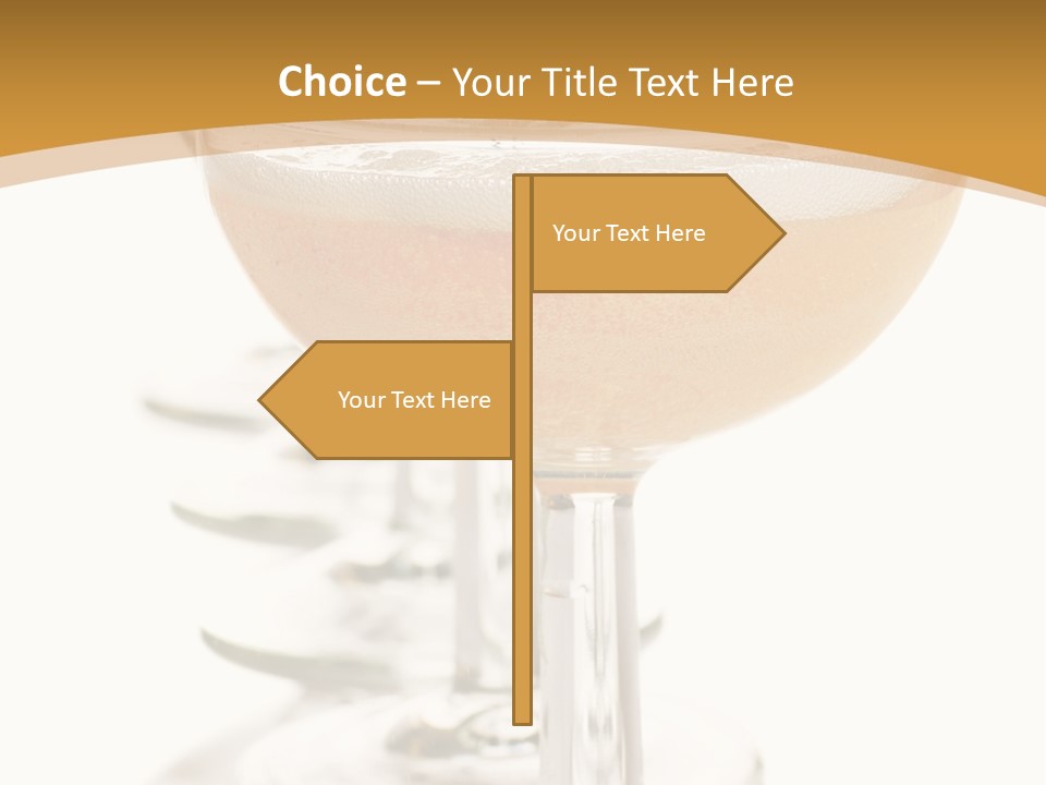Champagne Coupe Glasses In A Row PowerPoint Template