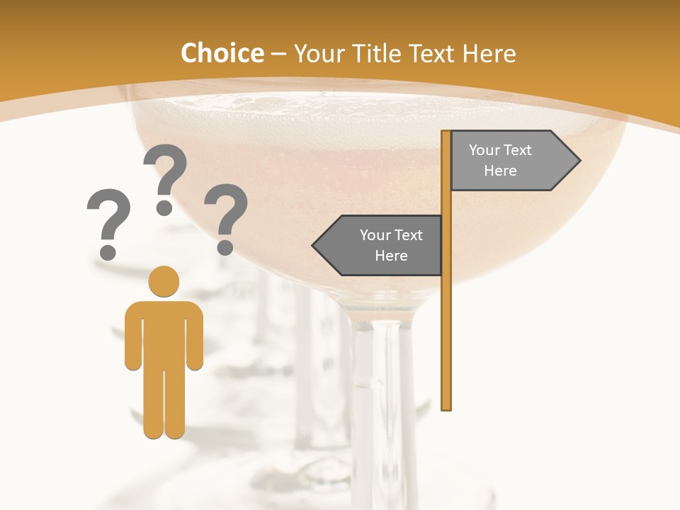 Champagne Coupe Glasses In A Row PowerPoint Template