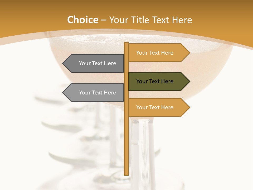 Champagne Coupe Glasses In A Row PowerPoint Template
