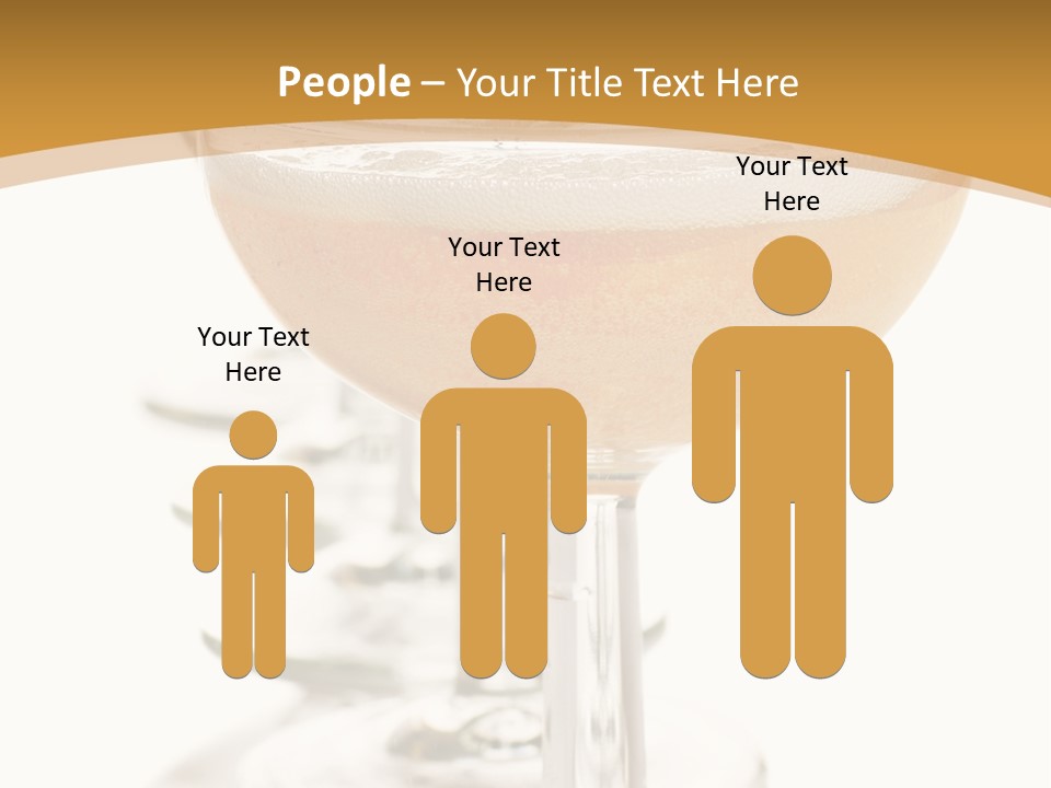 Champagne Coupe Glasses In A Row PowerPoint Template